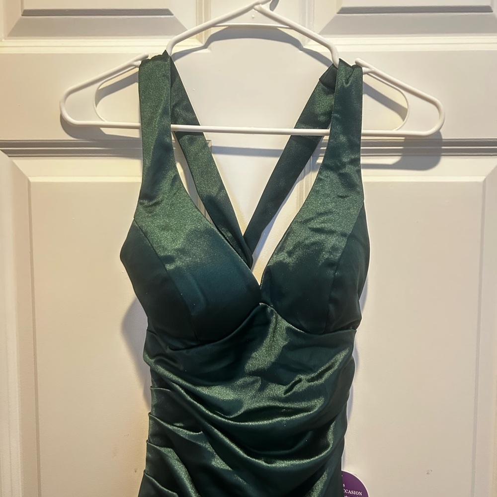 Green Satin Prom Dress
